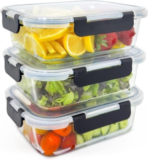 Glas Frischhaltedosen 1040ml Vorratsbehälter für Essen 3er Set