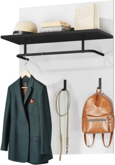 YITAHOME Garderobenpaneel,Wandpaneele Garderobe mit Kleiderstange und 3 Kleiderhaken aus Metall in Schwarz,Garderobe Wandpaneel für Eingang, Flur, Wohnzimmer,Weiß Glanz,75 x 110 x 31.5 cm(BxHxT)