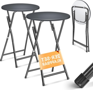 KESSER® Stehtisch 2er Set Bistrotisch mit PVC-Platte | Wetterbeständiger Klapptisch | 60cm / 110cm | Partytisch Tisch rutschfest | In- & Outdoor | Hochzeit Empfangstisch 4 Standfüße pulverbeschichtet