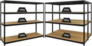 PROREGAL Mega Deal | 3X Schwerlastregal Giant Elephant | HxBxT 160 x 180 x 60 cm | Fachlast 200kg | Schwarz | Kellerregal, Steckregal, Garagenregal, Lagerregal