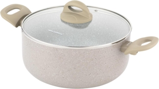 FLORINA Aluminiumtopf ISLA 4,1L I 24 cm I Aluminium Kochtopf mit Antihaftbeschichtung | Schnelles und gleichmäßiges Erhitzen | Soft-Touch-Griffe | Ästhetisches Design, Grau