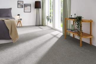 andiamo Teppichboden Izmir für Wohnzimmer und Kinderzimmer - Teppichboden Meterware zum Verlegen - Teppichbelag mit hoher Trittschalldämmung - weicher Teppichboden 400x350 cm Grau