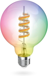 Hama Smarte LED-Lampe, Matter, E27, Globe, Filament G95, RGBW, dimmbar, mit App, Silber