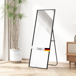 Albatros Ganzkörperspiegel –Rechteckig Spiegel mit schwarzem Rahmen - Standspiegel oder großer Wandspiegel im modernen Design, 140 x 50 cm groß – hochwertiges und nachhaltiges Glas