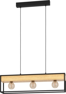 Eglo 900349 Hängeleuchte LIBERTAD 1 E27 3X40W schwarz, braun L:76cm B:14cm H:110cm dimmbar