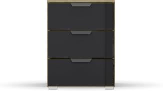 Nachttisch >Artemis< in Eiche Artisan / Glas basalt - 47x62x42 (BxHxT)