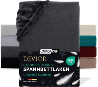 Devior Spannbettlaken aus 100% Nicki-Plüsch mit Cashmere-Touch, 190 g/m² mit Einlaufschutz, Nicki, Gummizug: Rundumgummizug, für Boxspringmatratze bis 32cm - Spannbettlaken 180x200 cm kuschelig