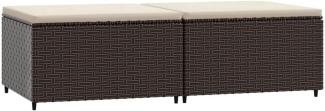 vidaXL Gartenhocker mit Kissen 2 Stk. Braun Poly Rattan