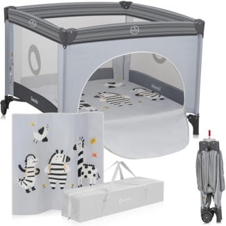 lionelo Laufgitter BONNIE (Set), Große Fläche, Seiteneingang, leicht klappbar, Transporttasche