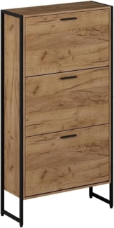 Schuhkipper Folda Goldkraft Eiche/Schwarz 63 x 119 cm mit 3 Kippfächern Vicco