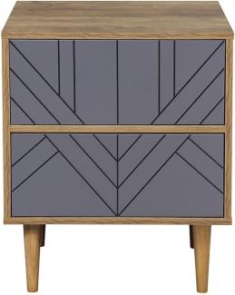 Kommode Spanplatte, Heveaholz und MDF Natur und Grau 48x40