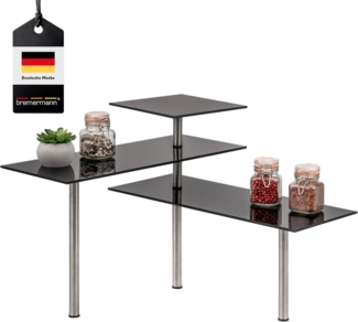 bremermann Küchenregal Eckregal, aus Glas und rostfreiem Edelstahl, schwarz