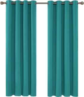 Deconovo Blickdichte Gardinen Ösen Vorhang Blickdicht Vorhänge Wohnzimmer Verdunkelung, 183x117 cm(HöhexBreite), Türkis, 2er Set