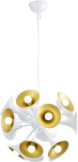 Hängeleuchte, Trompeten-Optik, weiß-gold, ORCHESTRA