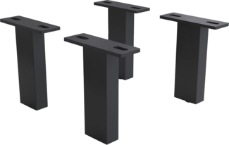 Fuß Vierkant 15 cm Metall Schwarz für alle Möbelarten (4er Set)