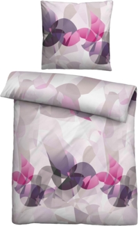biberna Mako-Satin Bettwäsche 0615188 KREISE VERSCHLUNGEN, brombeer, 1x 135x200 cm + 1x 80x80 cm