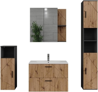 Badmöbel-Set Irma Anthrazit/Artisan 5 Teile Vicco