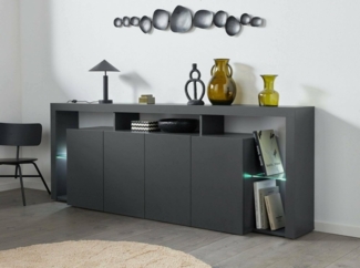 Dmora - Kommode Wilmer, 4-türiges Wohnzimmer-Buffet, Wohnzimmer-Kommode, modernes Kommode, 100% Made in Italy, 220 x 40 x 80 cm, Anthrazit