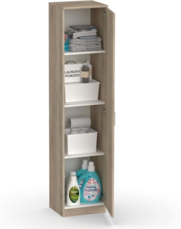 Muebles Pitarch | Multifunktionaler Schrank mit 1 Tür für Reinigung, Küchen, Galerien, 4 Fächer, 180 x 40 x 35 cm (Höhe x Breite x Tiefe), Tür links oder rechts, Eiche Cambrian, Tibet Kollektion