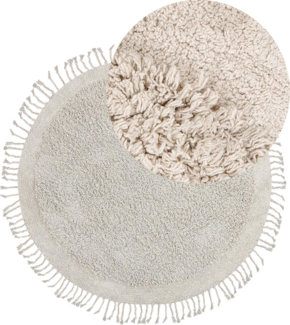 Teppich Baumwolle hellbeige ⌀ 140 cm Fransen Shaggy BITLIS