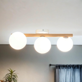 Licht-Erlebnisse Deckenleuchte OLARA, ohne Leuchtmittel, Metall Weiß Kiefer G9 3-flammig Kugel Schirm