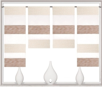 Clever-Kauf-24 Scheibengardine 4-teiliges Mini-Flächenvorhang-Set in beige weiß 2291-13, Stangendurchzug, halbtransparent, Store