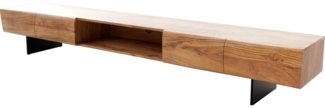 Lowboard New Live-Edge 240 cm Akazie Natur 4 Türen 1 Fach Fuß schwebend Metall Schwarz