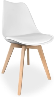 Somnia Descanso - 4 gepolsterte skandinavische Stühle für Küche, Wohnzimmer oder Esszimmer, Modell Jacob | Holzbeine | praktisch und funktional | einfache Montage | Weiß