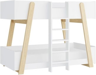 Vente-unique - Etagenbett - 90x190 cm - Weiß und Natur - CORODELA