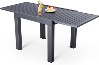 JUMMICO Aluminium Ausziehbarer Gartentisch, 80-160 cm erweiterbar, wetterfest, bis 160 cm verlängerbar, Gartentisch für Balkon, Terrasse, Garten - Dunkelgrau