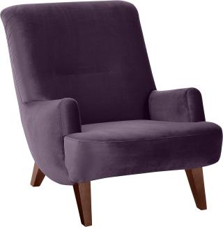 Brandford Sessel Samtvelours Purple Buche Nussbaumfarben