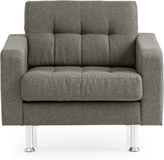 Traumnacht Sessel Laval, Couchsessel mit Stoffbezug und Metallfüßen, hellbraun, 89 x 92 x 65 cm