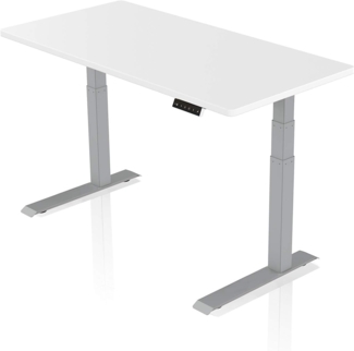 - AGIL - Ergonomischer Premium Schreibtisch mit Doppelmotor - Elektrisch Höhenverstellbar (Graues Gestell mit Weißer Tischplatte)