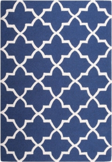 Teppich blau 140x200 cm marokkanisches Muster Kurzflor SILVAN