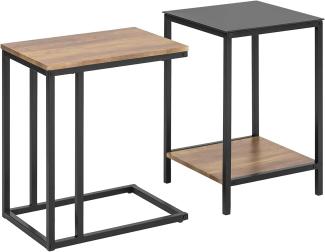 Couchtisch 2er Set Wohnzimmer MDF Glas Metall Schwarz FBT99-F