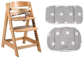 roba Treppenhochstuhl mitwachsend, Sit Up Click, Holz naturfarben, mit Sitzverkleinerer Little Stars