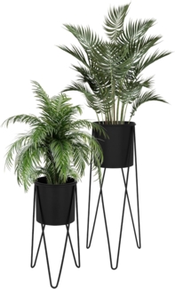 ML-DESIGN Blumenständer Pflanzenständer Set aus Metall Pflanztopf Deko Blumenhocker (2 St), Blumentopfständer Schwarz Wetterfeste und robuste Blumentopfhalter