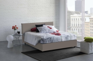 Talamo Italia - Doppelbett Berta, Bettkasten mit Kunstlederbezug, 100 % Made in Italy, Öffnung vorne, geeignet für Matratze 160x190 cm, Taupe