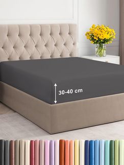 Spannbettlaken 200x200 Dunkelgrau 40 cm Steghöhe - Luxuriöses Spannbetttuch für Einzelbett - Passt auf Matratzen bis zu 40 cm Höhe - Weiches, knitterfreies und atmungsaktives Bettlaken - Einzelpackung