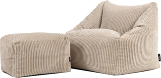 icon Sitzsack Kinder aus Cord flauschig mit Hocker „Natalia“ (Spar-Set, 1 x Sitzsack, 1 x Hocker), 55x44 cm, Made in Germany, für Kinderzimmer