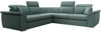 Designer Sofa Fernando mit Schlaffunktion und Stauraum Stoff Grün