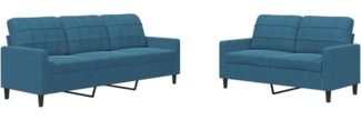 vidaXL 2-tlg. Sofagarnitur mit Kissen Blau Samt 3278400