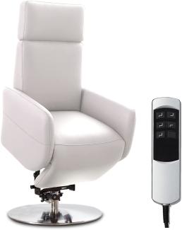 Cavadore TV-Sessel Cobra mit 2 E-Motoren und Aufstehhilfe / Elektrischer Fernsehsessel mit Fernbedienung / Relaxfunktion, Liegefunktion / bis 130 kg / L: 71 x 112 x 82 / Echtleder Weiß