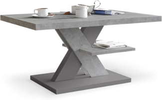 Couchtisch Betonoptik Moderner Wohnzimmertisch Beton Grau, Wohnzimmer Sofatisch Kaffeetisch, Modern Matt Sofa Tisch mit Großer Ablage, Coffee Table for Living Room