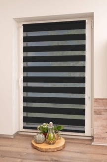 K-Home Klemmfix Doppelrollo Madrid ohne Bohren Schwarz 55x200 cm (B x L)
