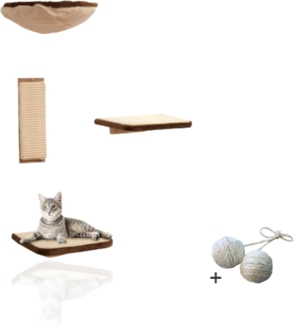 Rohrschneider Katzen-Kletterwand Vierteilige Wandelemente Katzenmöbel Wandmontage Katzen Wandpark, verschiedene Farben