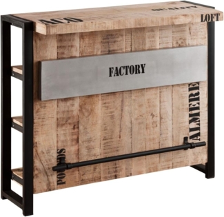 Massivmoebel24 Barschrank (Bar Mango 120 x 45 x 100 natur bedruckt FACTORY #140) Bar Mango 120 x 45 x 100 natur bedruckt FACTORY #140