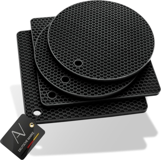 AVANA Topfuntersetzer Silikon Untersetzer Multifunktional Pfannenuntersetzer Topflappen, Zubehör für Töpfe, Pfannen, Auflaufformen, 4er Set, Hitzebeständig, Wabenmuster (2 Rund, 2 Viereckig)
