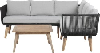 Ecksofa Lounge Set ALCAMO Akazienholz Schwarz