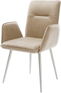 Esszimmerstuhl Vinja-Flex Mikrofaser Beige Vintage 4-Fuß konisch Edelstahl